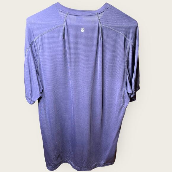 Lululemon Blue Pin Striped Short Sleeve Shirt - Picture 2 of 2